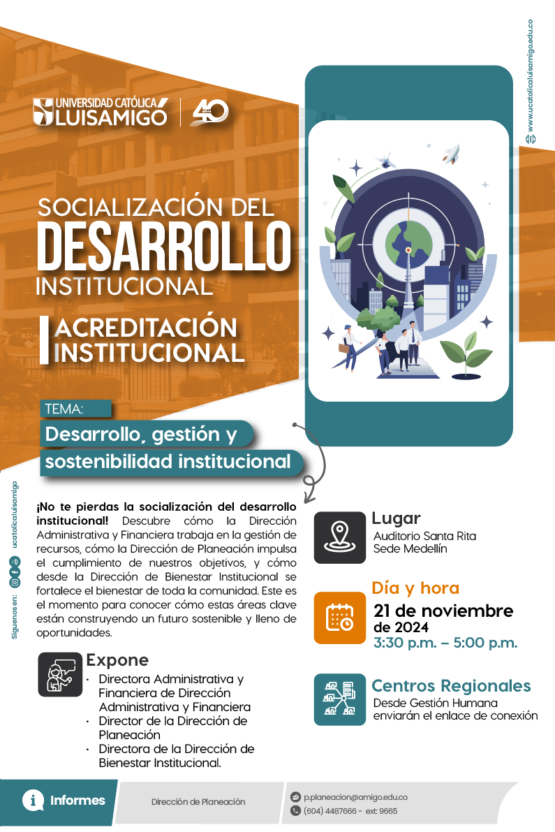 Socialización 09 - 21 de noviembre "Desarrollo, gestió y sostenibilidad institucional"